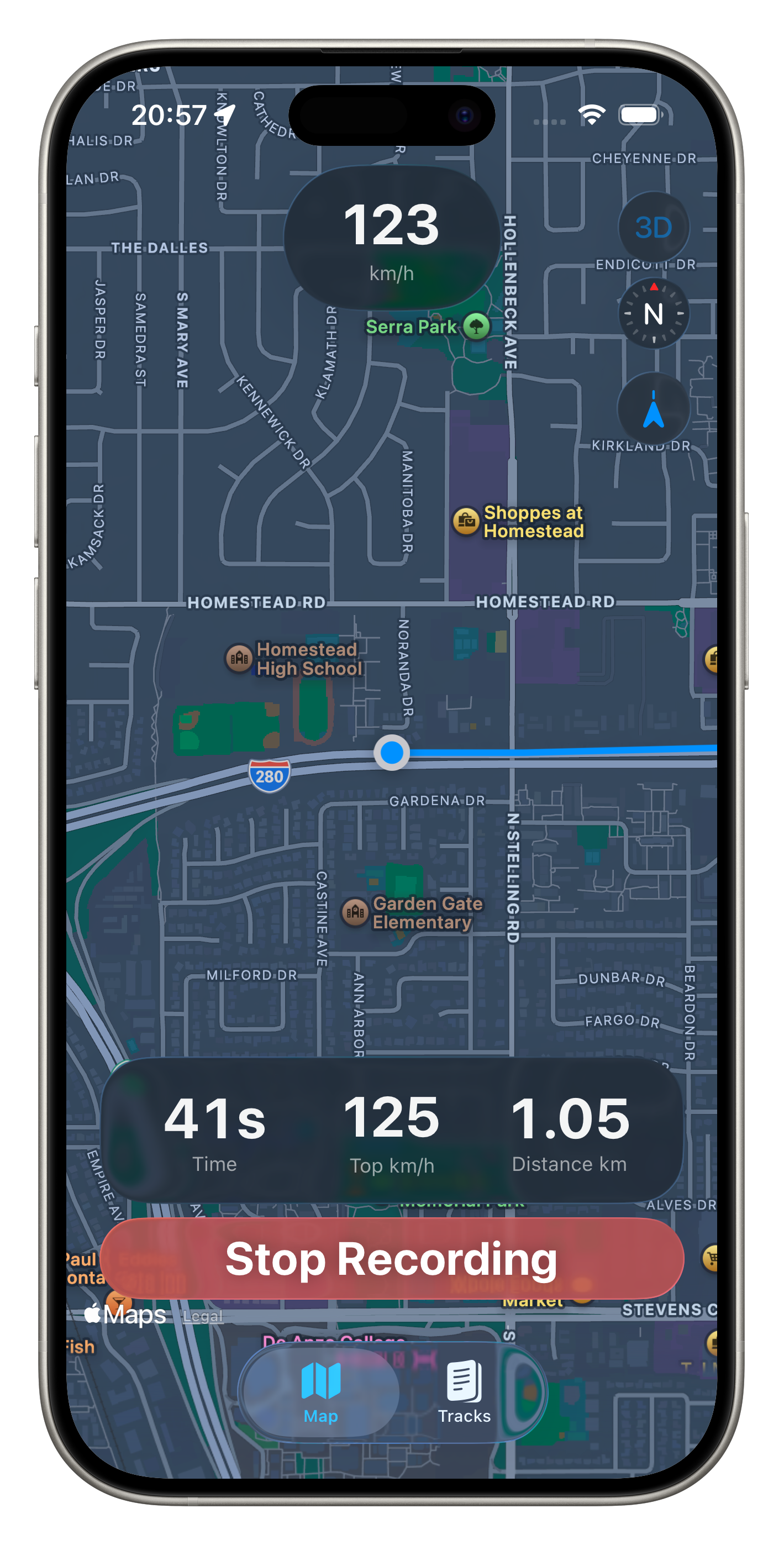 Record your tracks screen