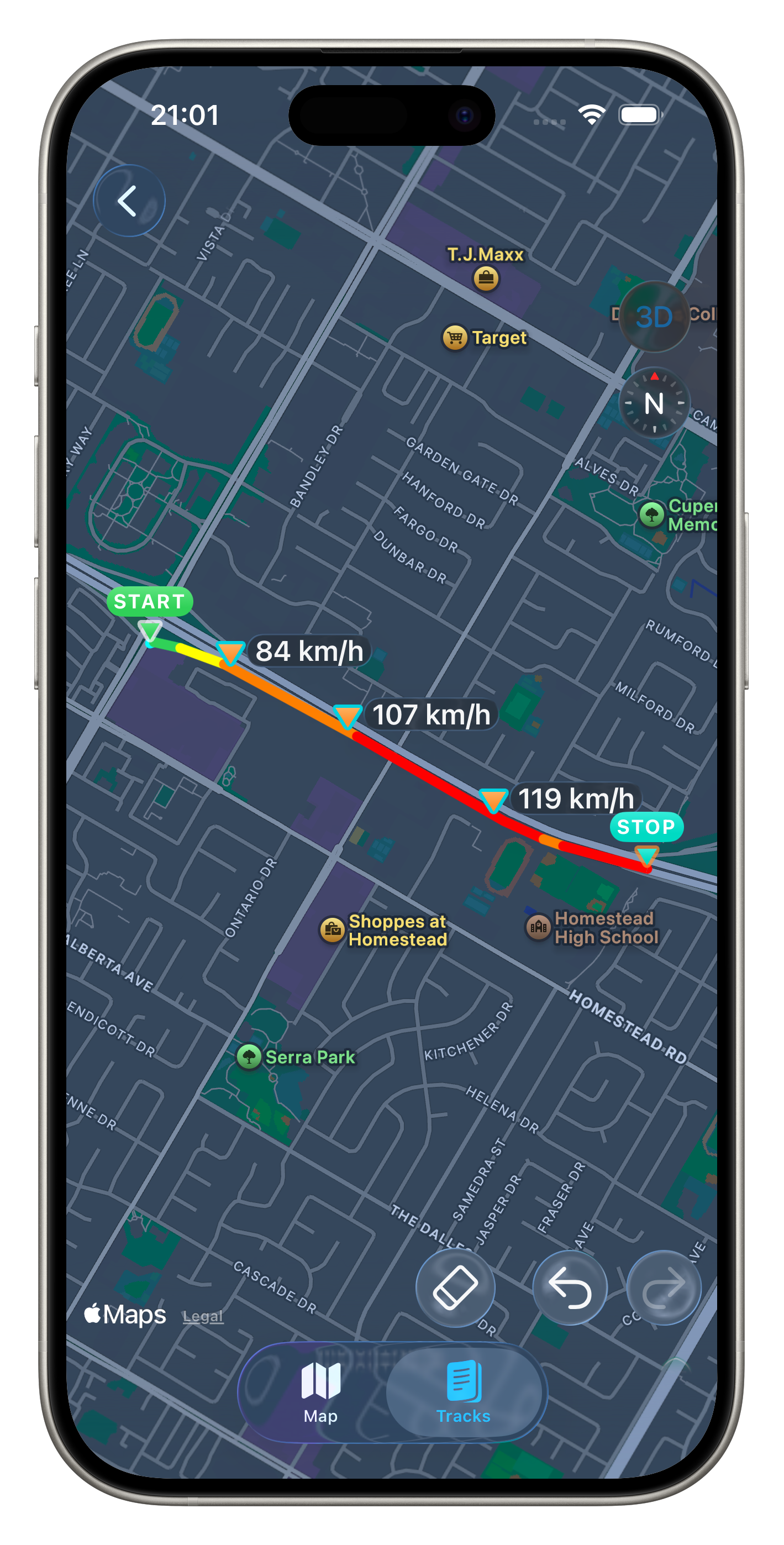 Analyze your route screen
